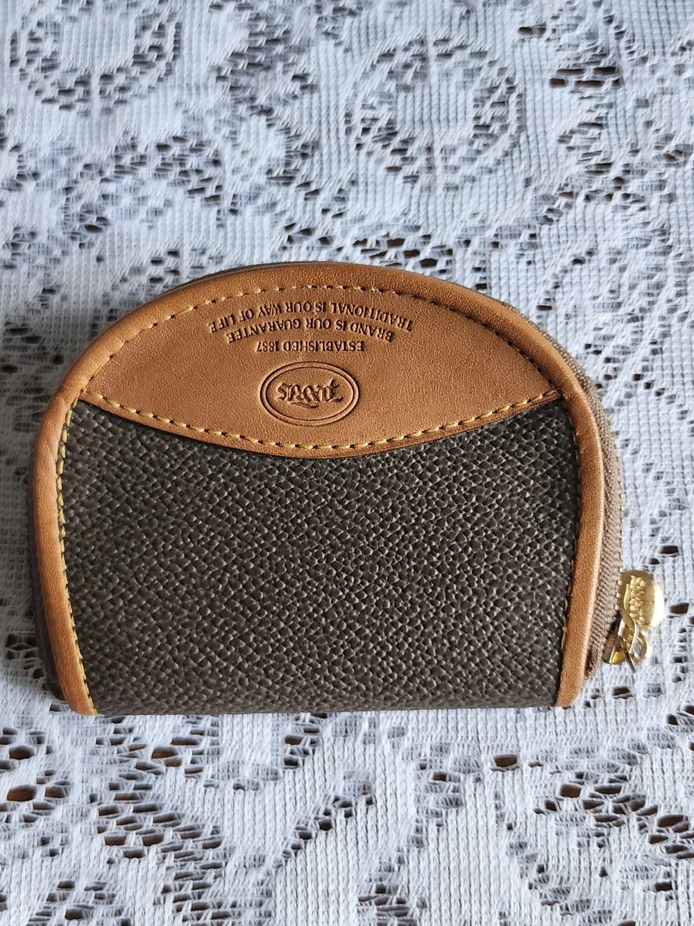 Paris Two-Tone Brown & Tan Zip Card & Coin Holder